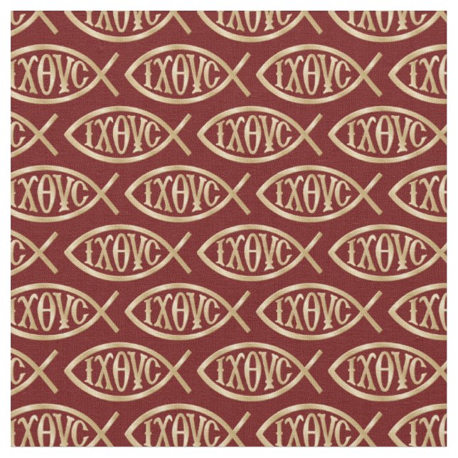 Ichthys Christian Symbol Pattern Fabric (Close Up)