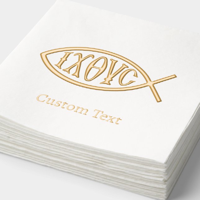 Ichthys Christian Symbol Pattern Foil Napkins (Detail)