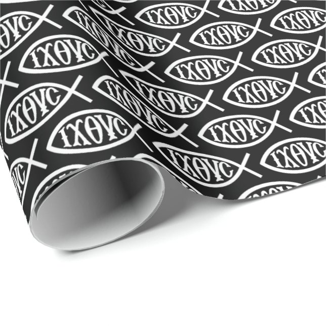 Ichthys Christian Symbol Pattern Wrapping Paper (Roll Corner)