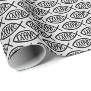 Ichthys Christian Symbol Pattern Wrapping Paper