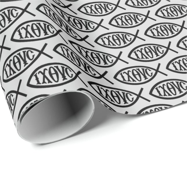 Ichthys Christian Symbol Pattern Wrapping Paper (Roll Corner)