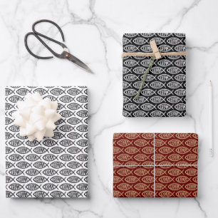 Ichthys Christian Symbol Pattern Wrapping Paper Sheet