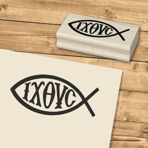 Ichthys Christian Symbol Rubber Stamp