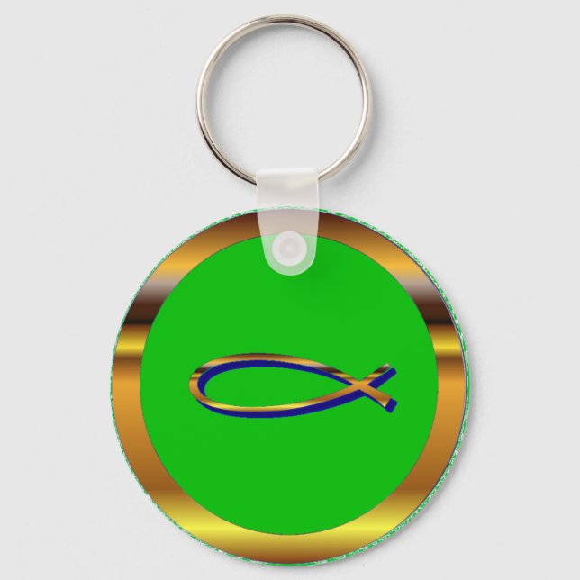 Ichthys Green-Gold Keychain (Front)