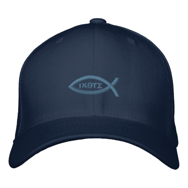 Ichthys Jesus Fish Christian Symbol Embroidered Hat (Front)