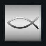 Ichthys Jesus Fish Christian Symbol Magnet<br><div class="desc">The Ichthys Christian Fish Symbol,  or Jesus Fish,  dates back to the first century church and is a universally recognised symbol of believers in Jesus Christ,  Son of God. This design is done to resemble brushed metallic silver.</div>