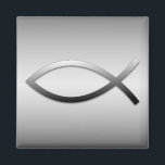 Ichthys Jesus Fish Christian Symbol Magnet<br><div class="desc">The Ichthys Christian Fish Symbol, or Jesus Fish, dates back to the first century church and is a universally recognised symbol of believers in Jesus Christ, Son of God. This design is done to resemble brushed metallic silver.</div>