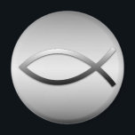 Ichthys Jesus Fish Christian Symbol Magnet<br><div class="desc">The Ichthys Christian Fish Symbol,  or Jesus Fish,  dates back to the first century church and is a universally recognised symbol of believers in Jesus Christ,  Son of God. This design is done to resemble brushed metallic silver.</div>