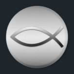 Ichthys Jesus Fish Christian Symbol Magnet<br><div class="desc">The Ichthys Christian Fish Symbol, or Jesus Fish, dates back to the first century church and is a universally recognised symbol of believers in Jesus Christ, Son of God. This design is done to resemble brushed metallic silver.</div>