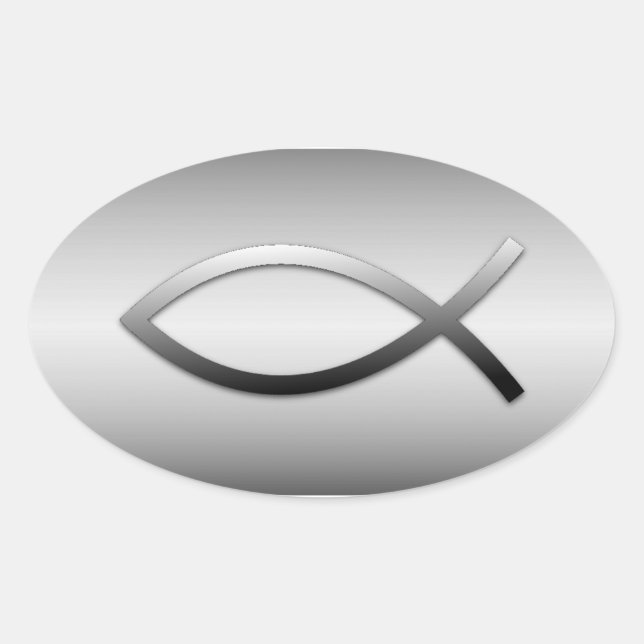 Ichthys Jesus Fish Christian Symbol Oval Sticker (Front)