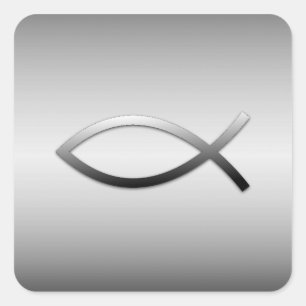 Ichthys Jesus Fish Christian Symbol Square Sticker