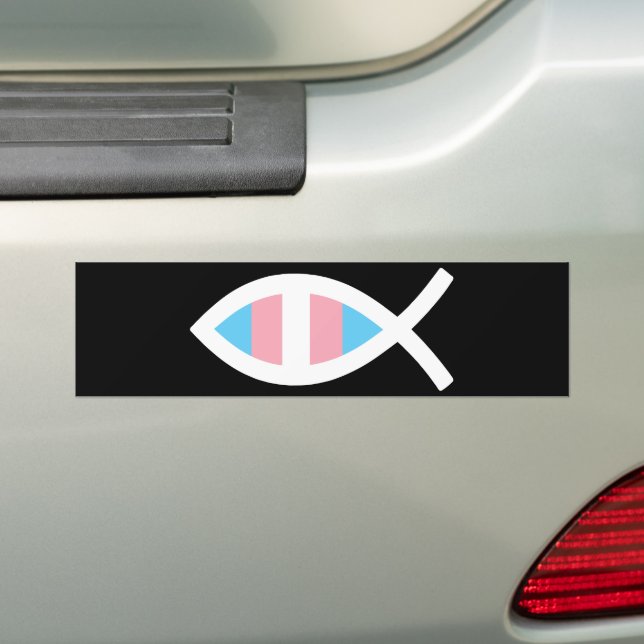 Ichthys Jesus Fish LGBTQ Transgender Christian Bumper Sticker (On Car)