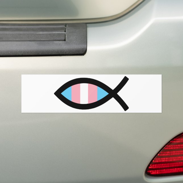 Ichthys Jesus Fish LGBTQ Transgender Christian Bumper Sticker (On Car)