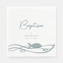 Ichthys Waves Blue - Modern Boy's Baptism