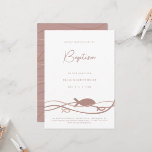 Ichthys Waves Blush Pink - Modern Baptism Invitation