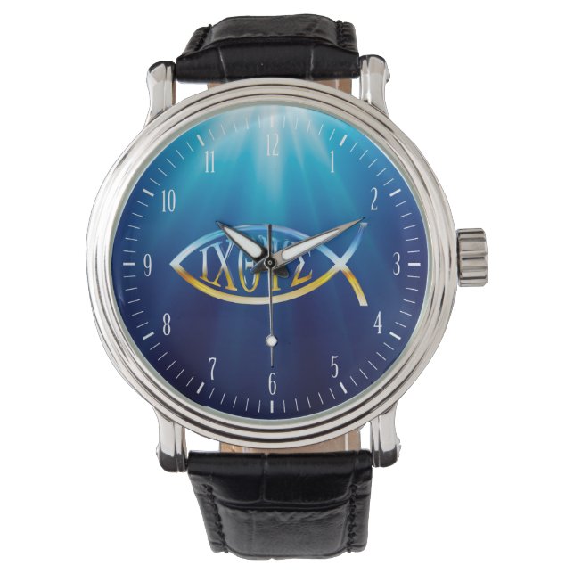 Ichtys Christian Fish Symbol | Inspirational Gifts Watch (Front)