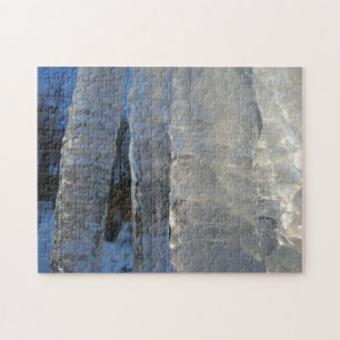Icicles Abstract Blue Winter Nature Photography Jigsaw Puzzle