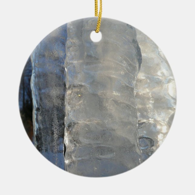 Icicles Abstract Blue Winter Photography Ceramic Tree Decoration (Front)