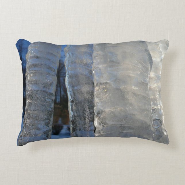 Icicles Abstract Blue Winter Photography Decorative Cushion (Front)