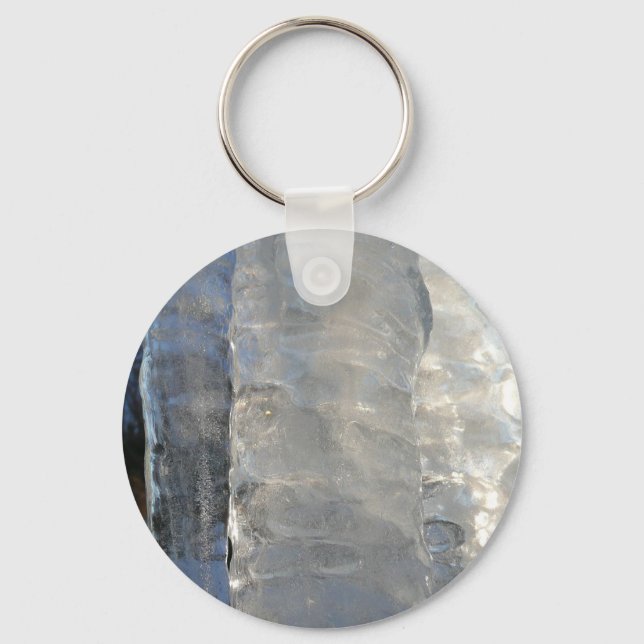 Icicles Abstract Blue Winter Photography Key Ring (Front)
