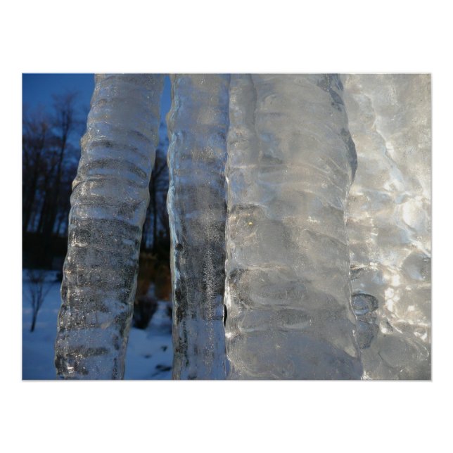 Icicles Abstract Blue Winter Photography Poster (Front)