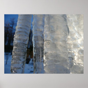 Icicles Abstract Blue Winter Photography Poster