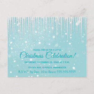 Icicles in Winter Aqua Christmas Party Invitation