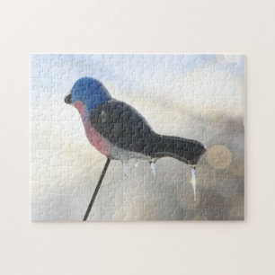 Icicles On Bird Lawn Ornament Winter Storm Jigsaw Puzzle