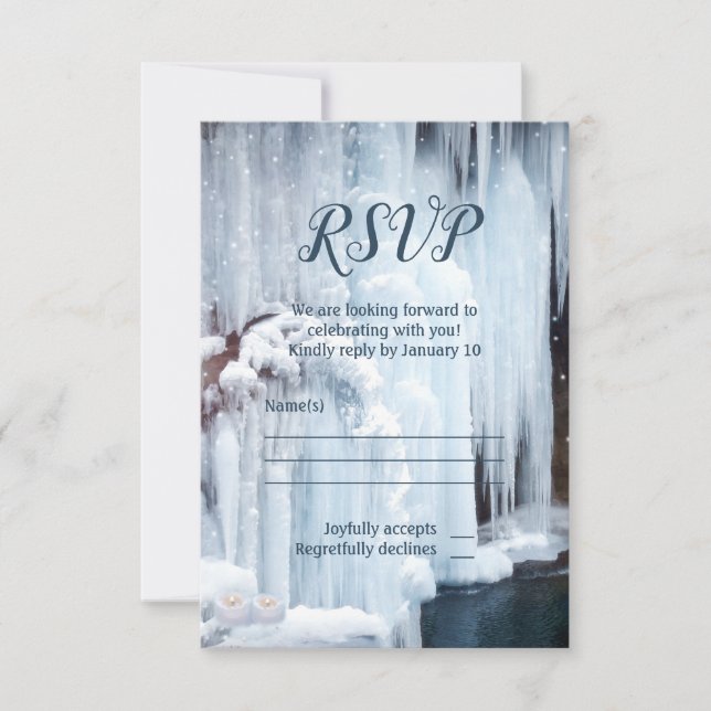 Icicles Winter Wedding Veil RSVP Card (Front)