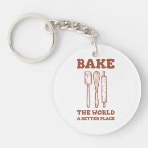 Icing Spatula Whisk and Rolling Pins Bake The Worl Key Ring