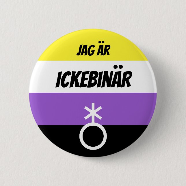 Ickebinär symbol knapp 6 cm round badge (Front)