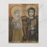Icon depicting Abbott Mena with Christ