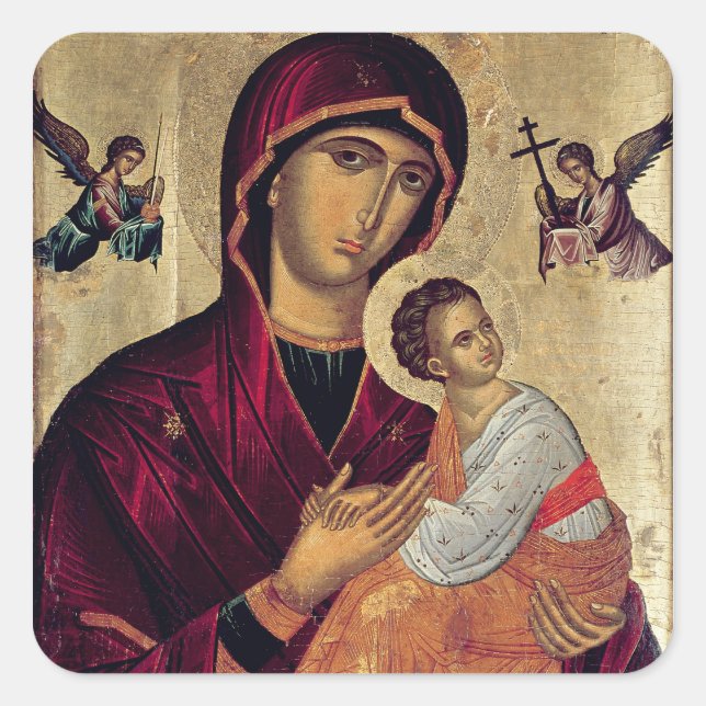 Icon depicting the Holy Mother of the Passion Square Sticker (Front)