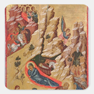 Icon depicting the Nativity Square Sticker