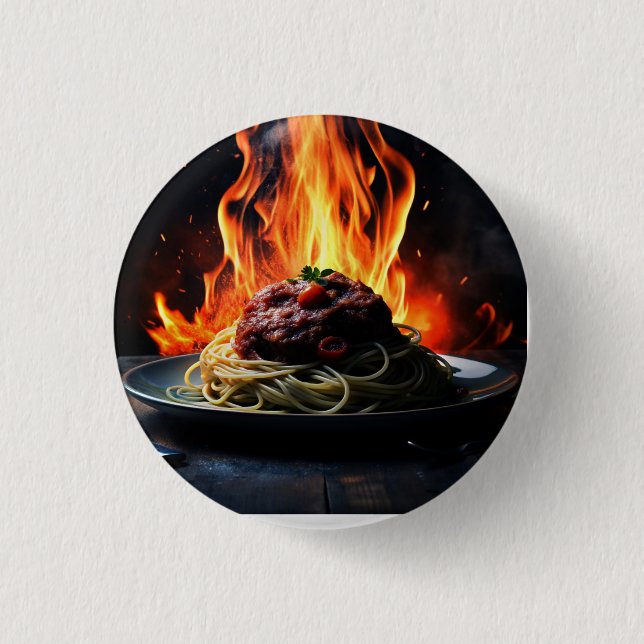 Icon: Dish with pasta and meat 3 Cm Round Badge (Front)