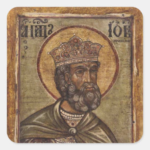Icon of Job Orthodox Christian Byzantine Square Sticker