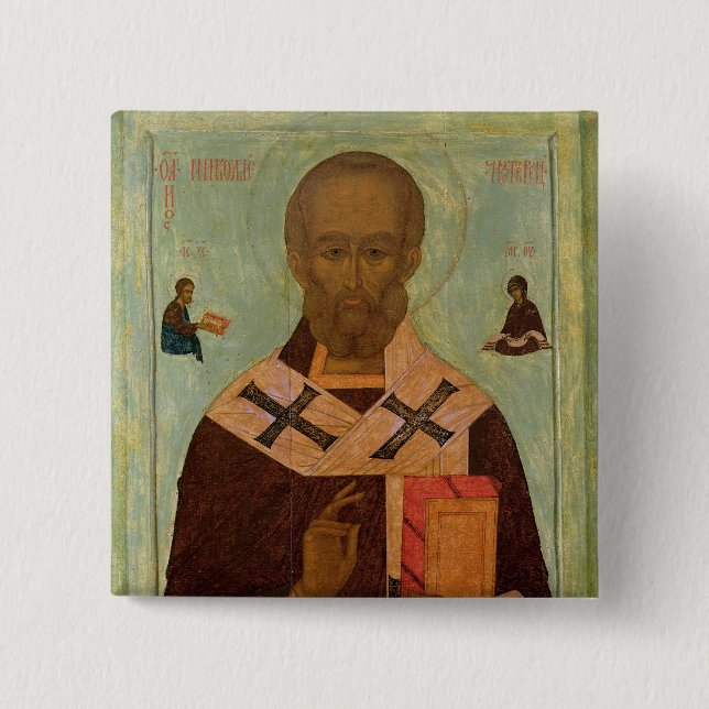 Icon of St. Nicholas 15 Cm Square Badge (Front)
