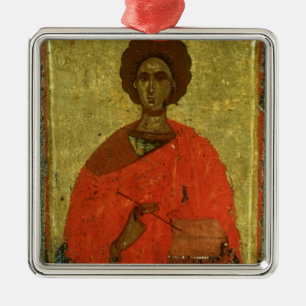 Icon of St. Pantaleon of Nicomedia Metal Tree Decoration