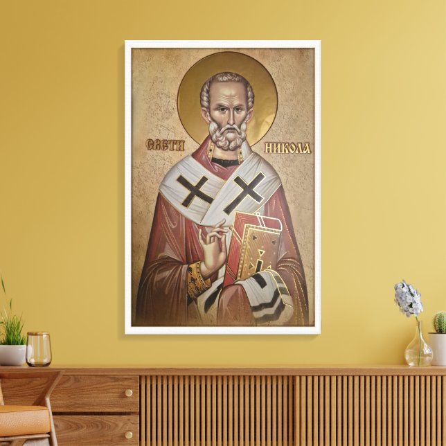 Icon of the Saint Nicholas Canvas Print (Insitu(LivingRoom))