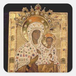 Icon of the Virgin, Smolenskaja monastery Square Sticker