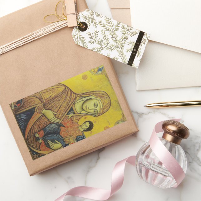 Icon of Virgin Mary  Photo Print Rectangular Sticker (Gifting)