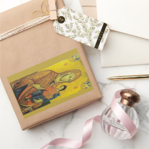 Icon of Virgin Mary  Photo Print Rectangular Sticker