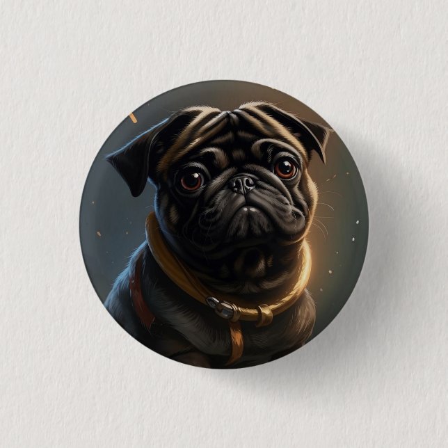 Icon: pug 3 cm round badge (Front)