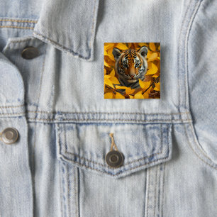 Icon: tiger cub in leaves 15 cm square badge