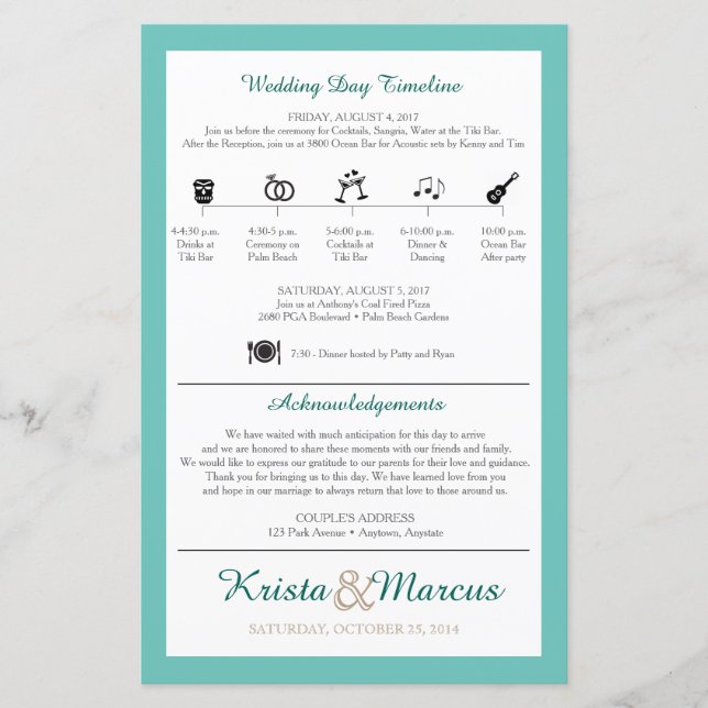 Icon TImeline Wedding Program (Front)