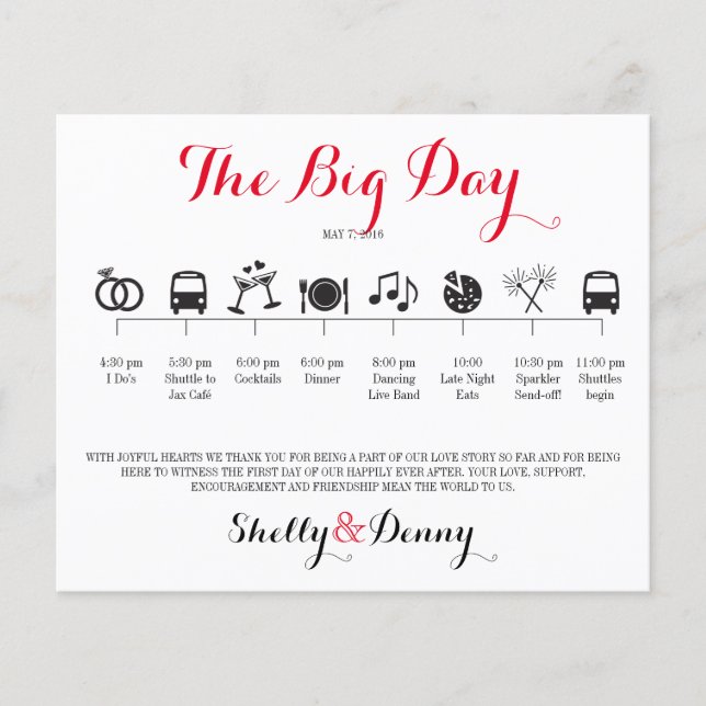 Icon Wedding Itinerary (Front)