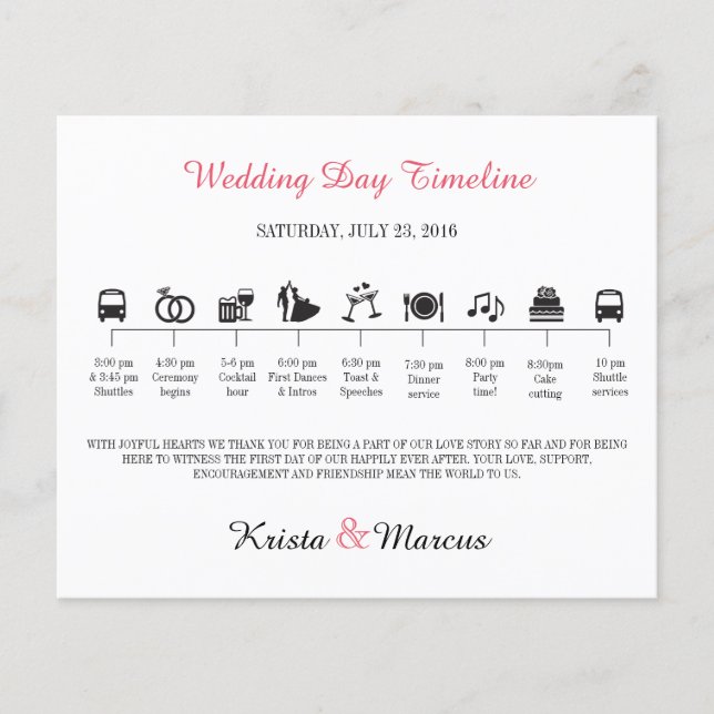 Icon Wedding Timeline Program (Front)