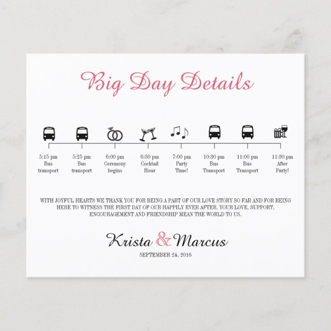 Icon Wedding Timeline Program (Front)