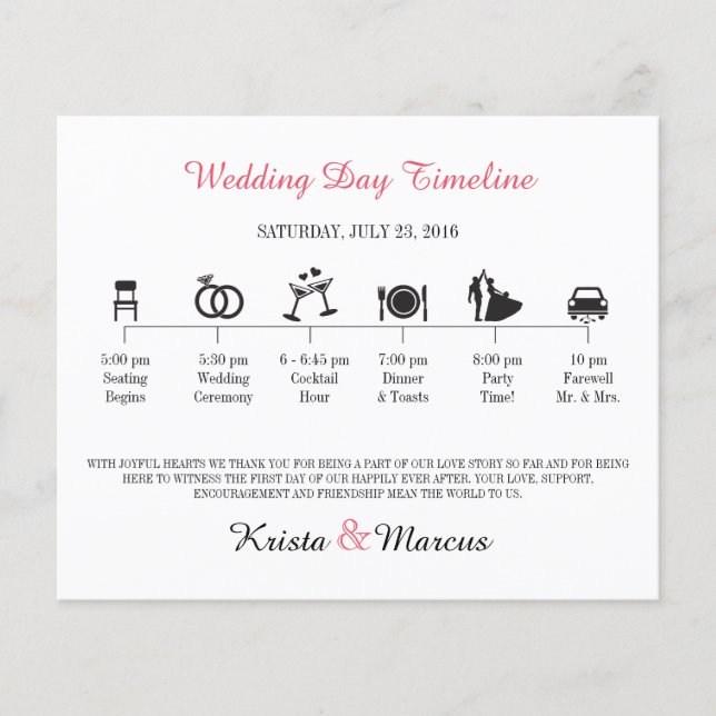 Icon Wedding Timeline Program (Front)