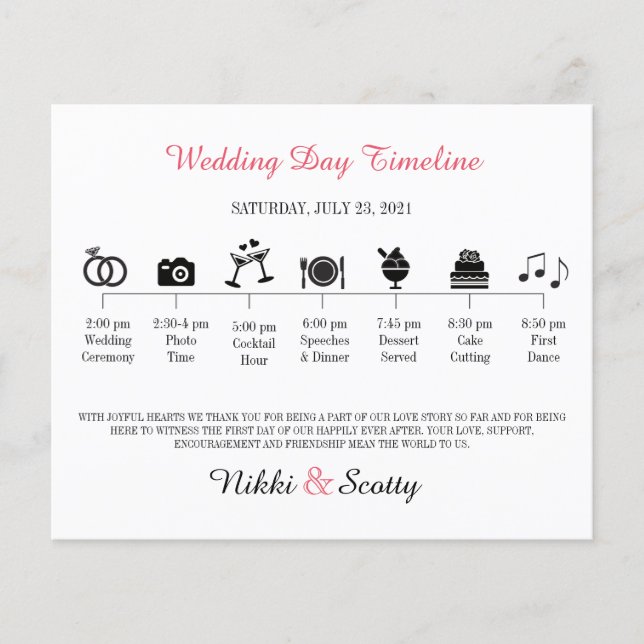 Icon Wedding Timeline Program (Front)